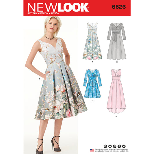 New Look N6526 sewing pattern envelope showing misses' occasion dresses