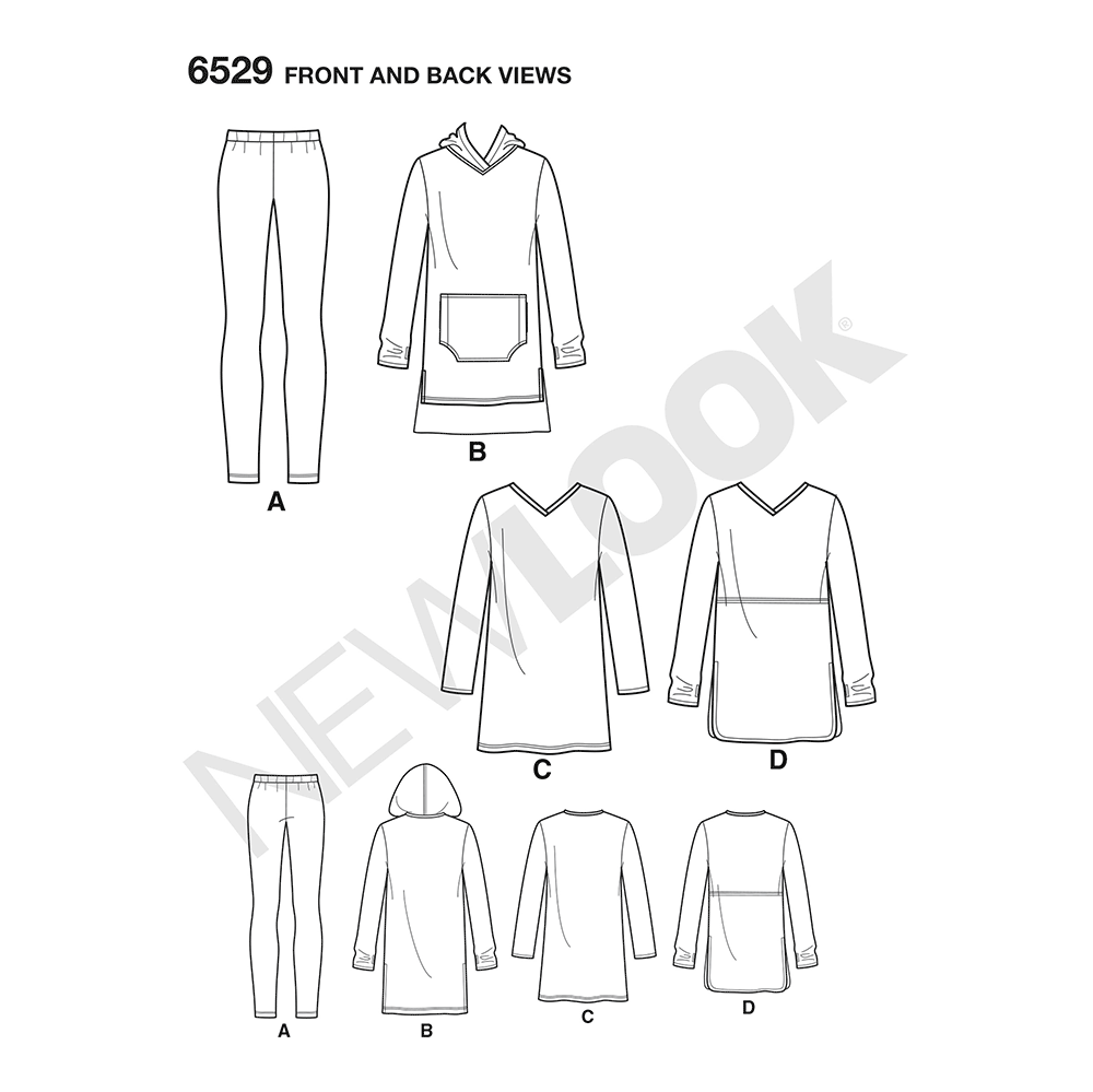 New Look N6529 sewing pattern envelope showing misses' easy knit casual wear
