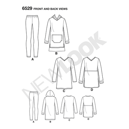 New Look N6529 sewing pattern envelope showing misses' easy knit casual wear