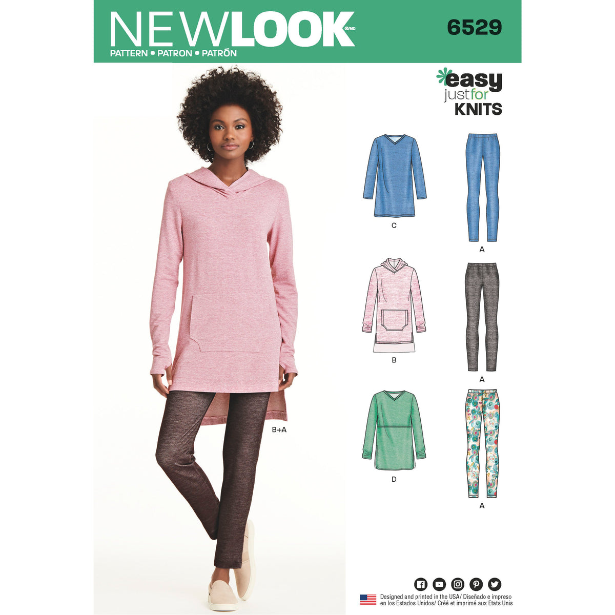 New Look N6529 sewing pattern envelope showing misses' easy knit casual wear