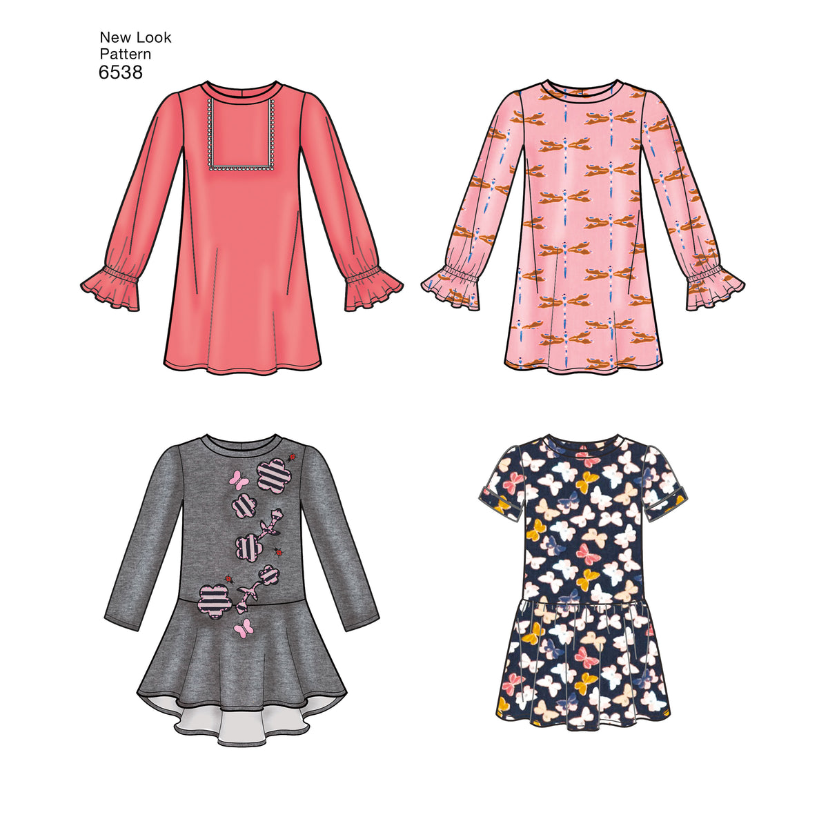 New Look N6538 sewing pattern envelope showing children's dress and leggings