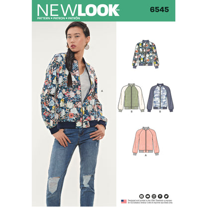 New Look N6545 sewing pattern envelope showing misses' varsity jacket