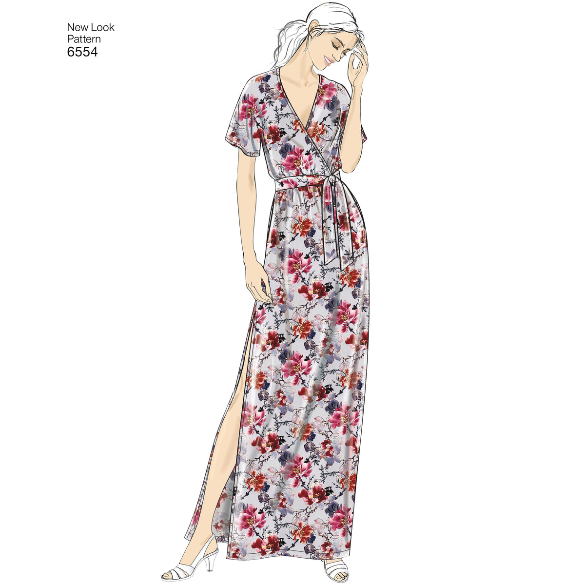 New Look N6554 sewing pattern envelope showing misses' faux wrap jumpsuit and dress