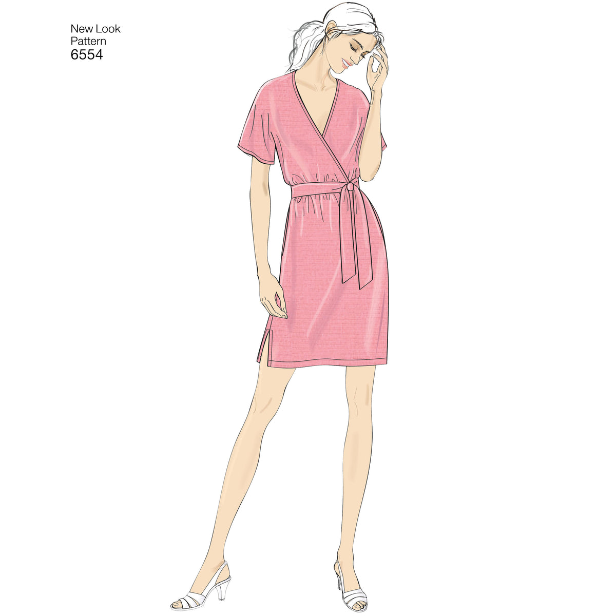 New Look N6554 sewing pattern envelope showing misses' faux wrap jumpsuit and dress