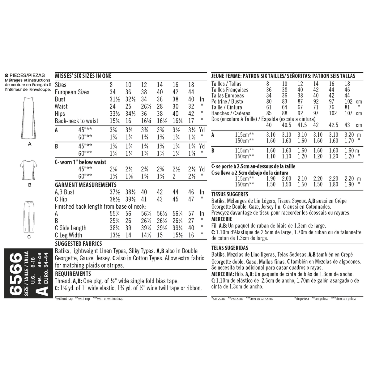 New Look N6566 sewing pattern envelope showing misses' summer wardrobe