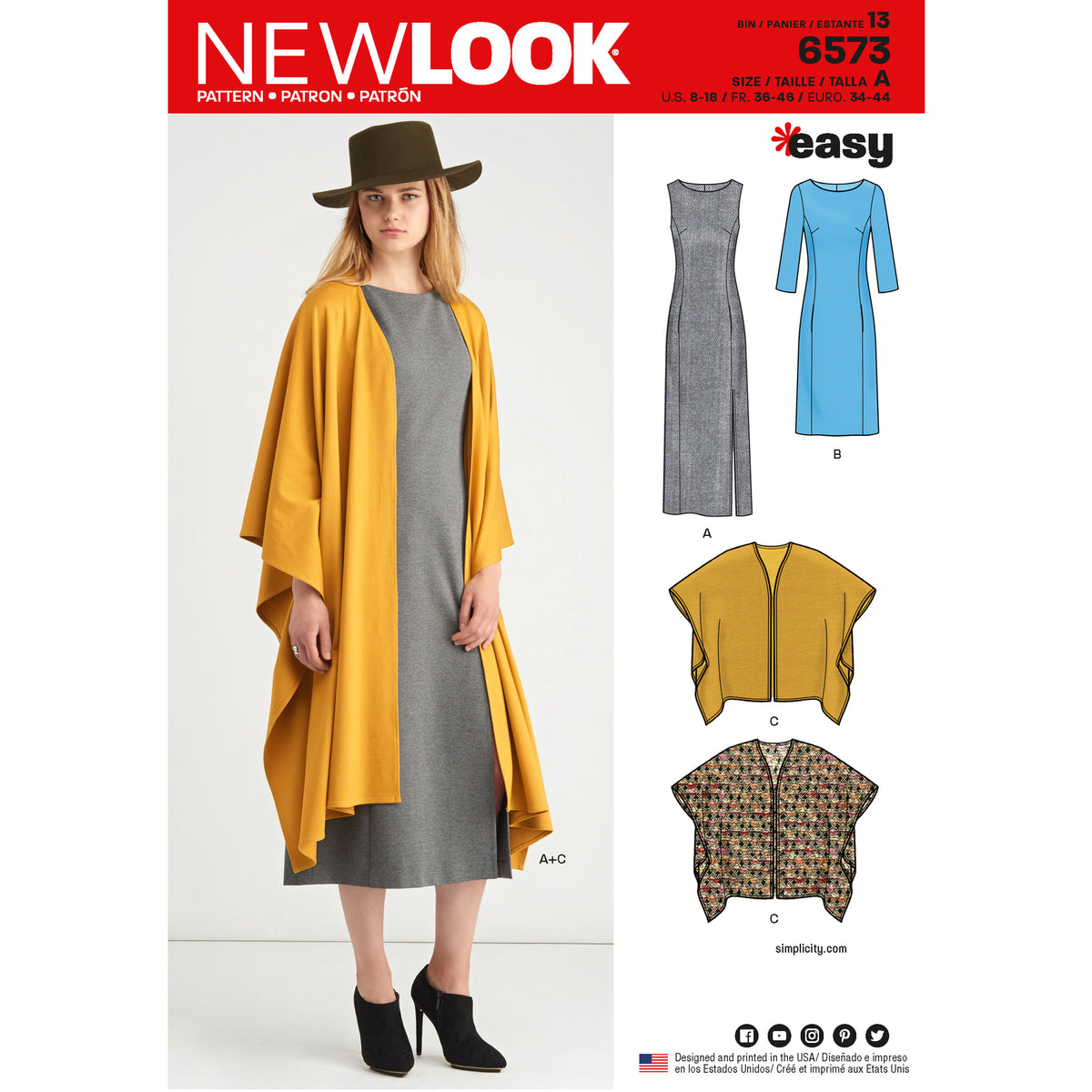 New Look N6573 sewing pattern envelope showing misses' princess seam dress