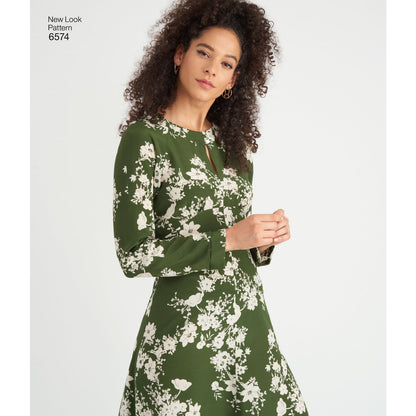New Look N6574 sewing pattern envelope showing misses' dresses with sleeve options