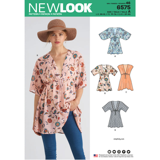 New Look N6575 sewing pattern envelope showing misses' tunic