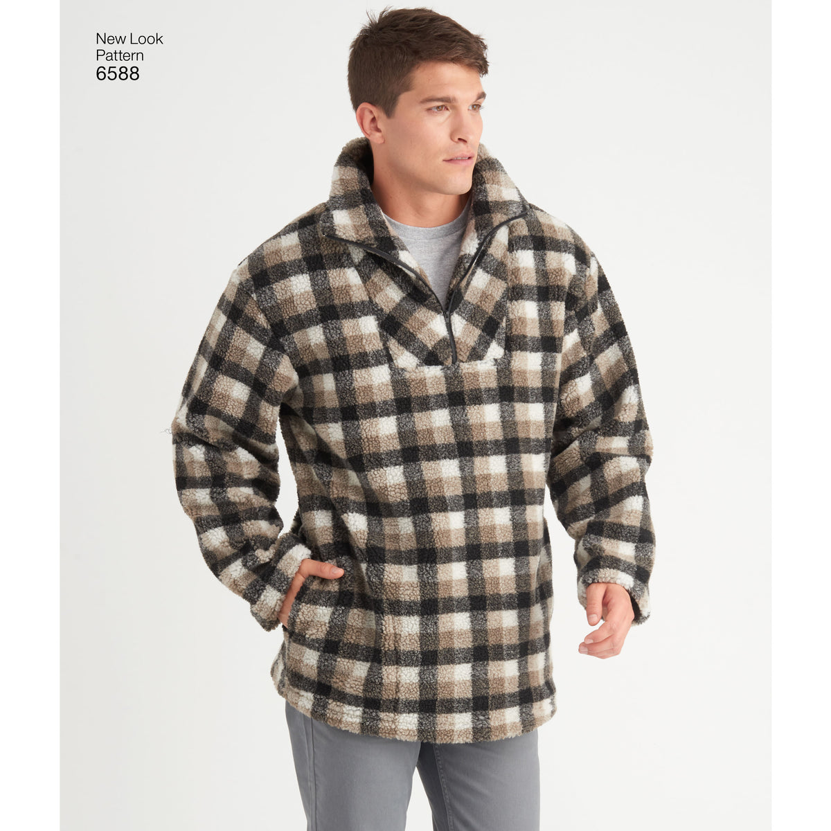 New Look N6588 sewing pattern envelope showing unisex sweater tops