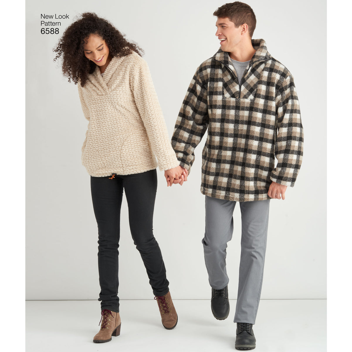 New Look N6588 sewing pattern envelope showing unisex sweater tops