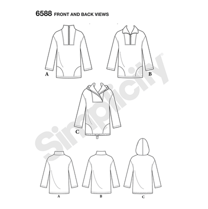 New Look N6588 sewing pattern envelope showing unisex sweater tops
