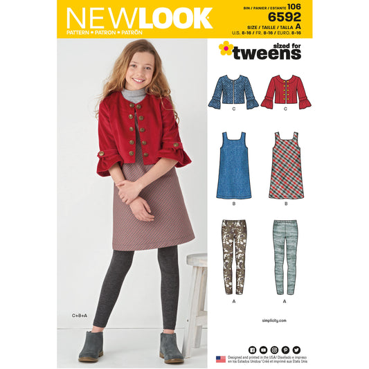 New Look N6592 sewing pattern envelope showing girls' wardrobe