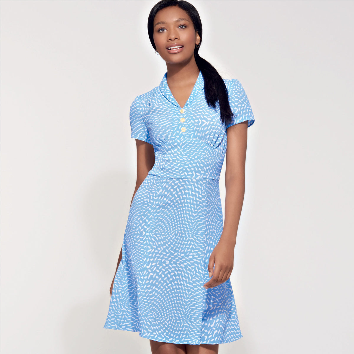 New Look N6594 sewing pattern envelope showing misses' dress in three lengths