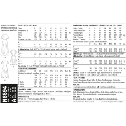 New Look N6594 sewing pattern envelope showing misses' dress in three lengths