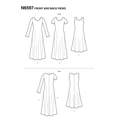New Look N6597 sewing pattern envelope showing misses' knit dress