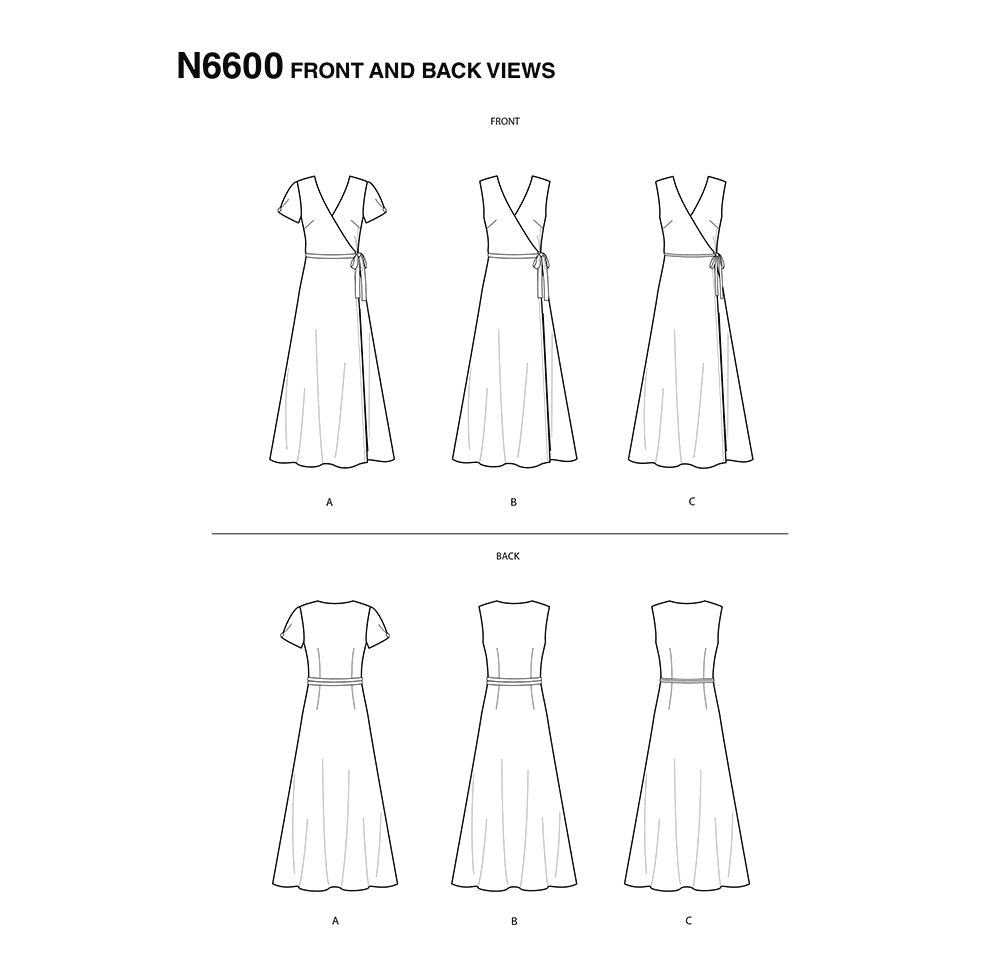 New Look N6600 sewing pattern envelope showing misses' wrap dress