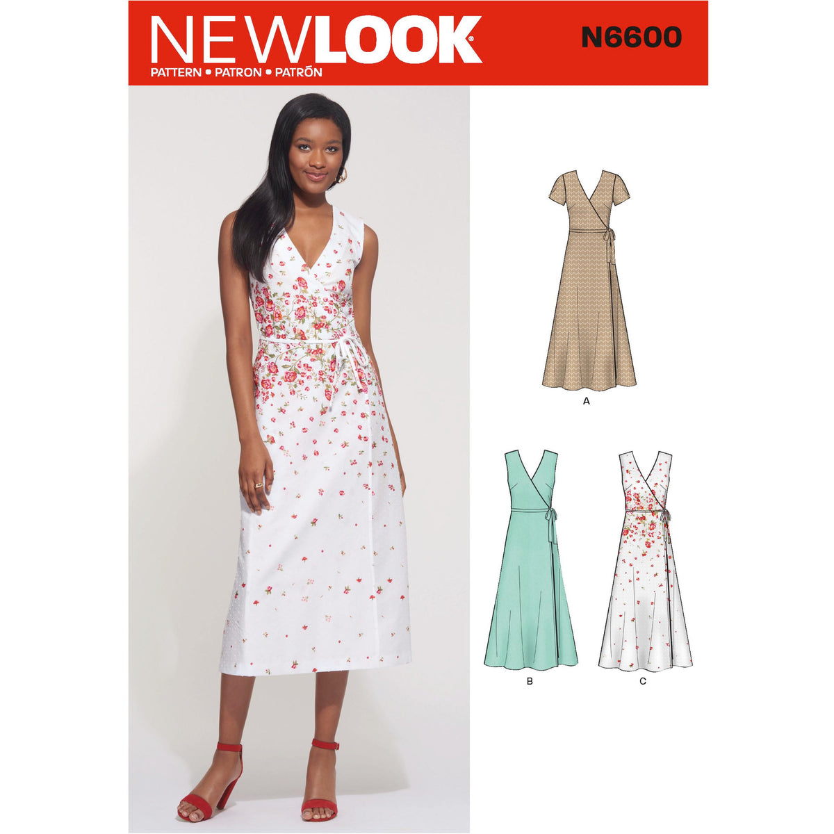 New Look N6600 sewing pattern envelope showing misses' wrap dress
