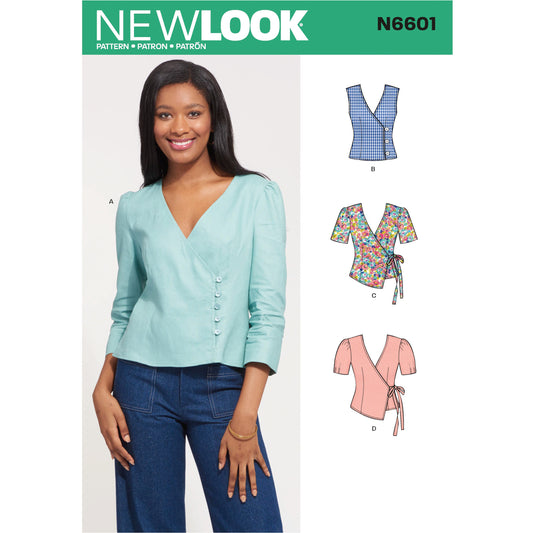 New Look N6601 sewing pattern envelope showing misses' tops