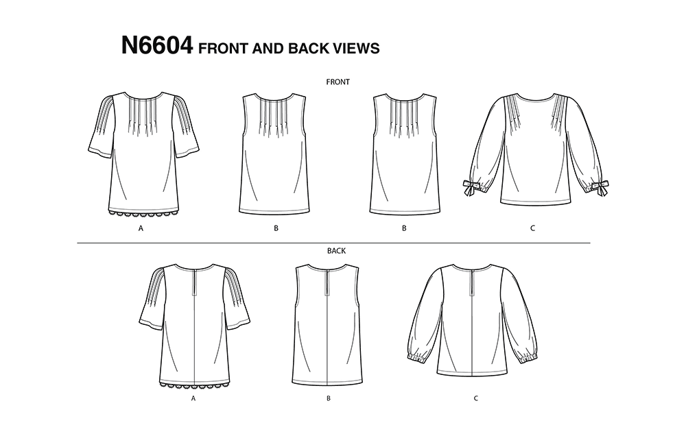 New Look N6604 sewing pattern envelope showing top designs