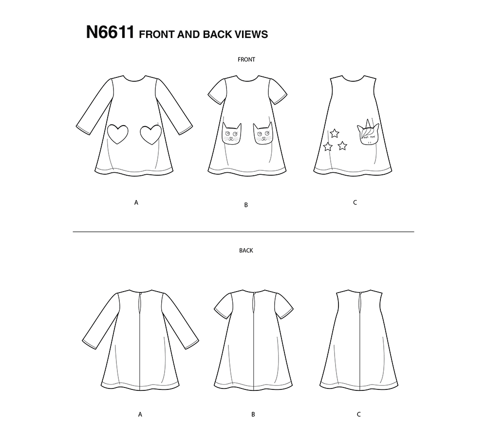 New Look N6611 sewing pattern envelope showing novelty dress designs