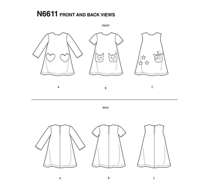 New Look N6611 sewing pattern envelope showing novelty dress designs