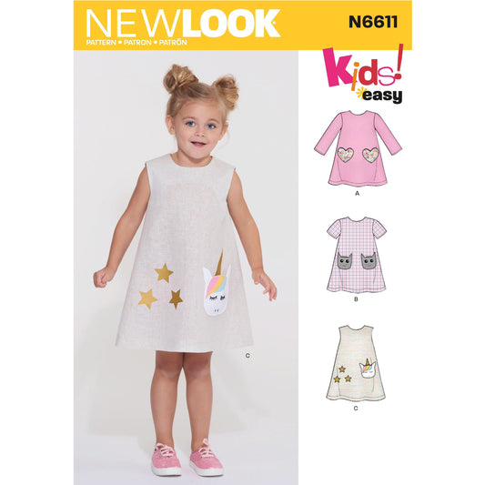 New Look N6611 sewing pattern envelope showing novelty dress designs