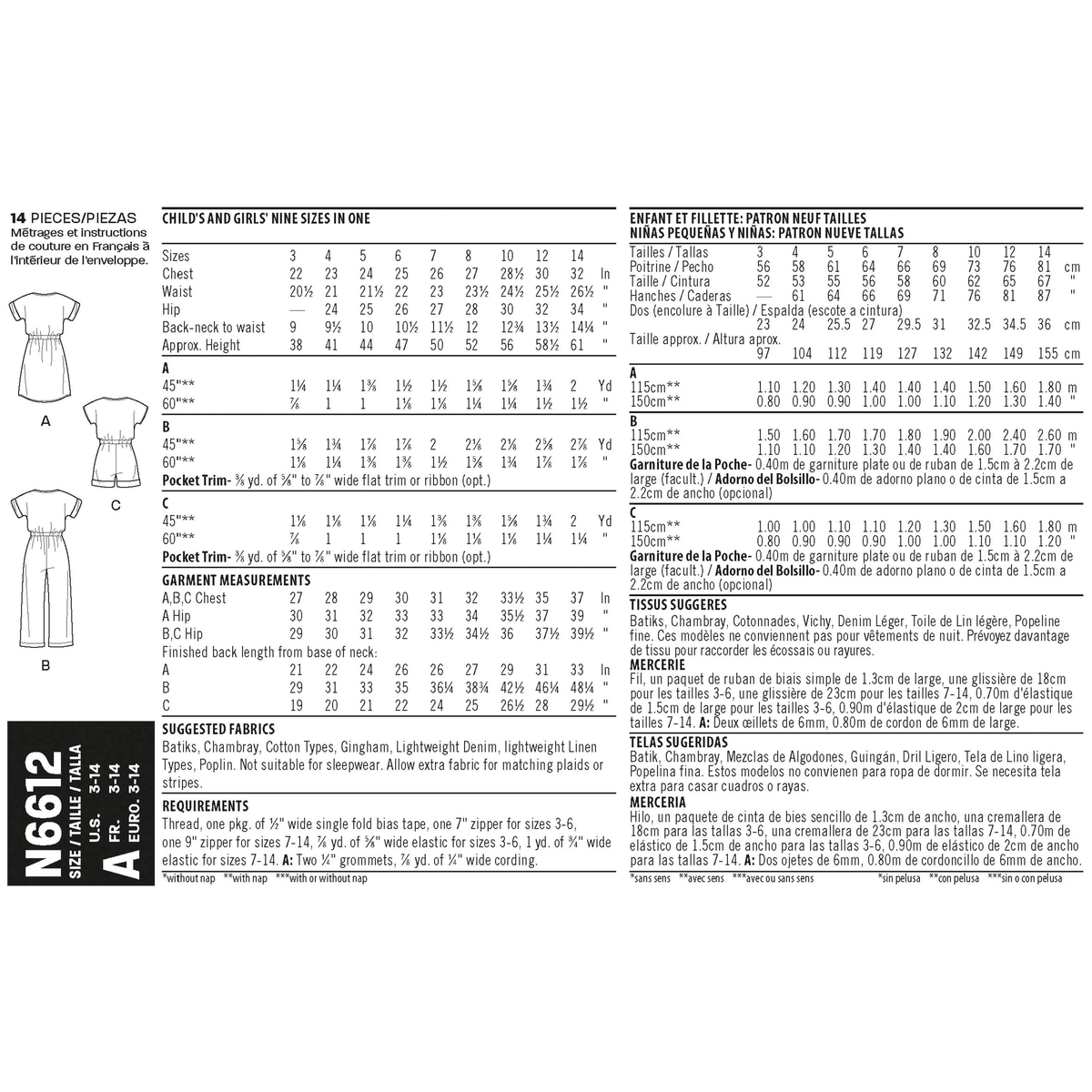 New Look N6612 sewing pattern envelope showing jumpsuit, romper and dress designs