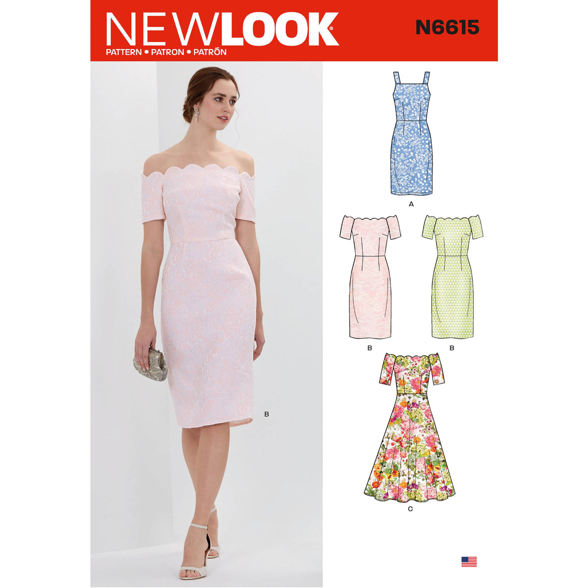 New Look N6615 sewing pattern envelope showing dresses designs