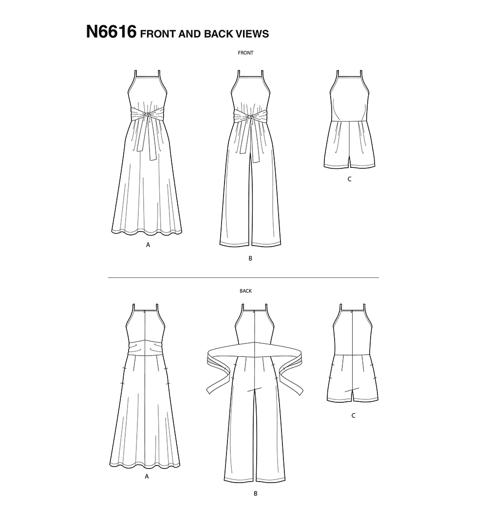New Look N6616 sewing pattern envelope showing dress and jumpsuit designs