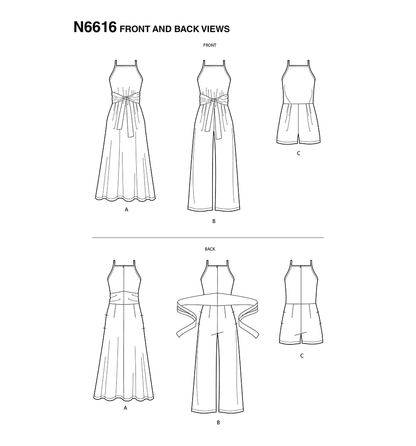 New Look N6616 sewing pattern envelope showing dress and jumpsuit designs