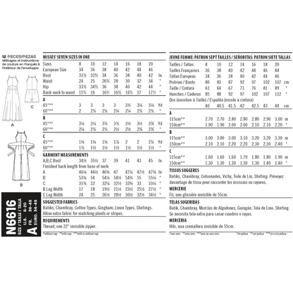 New Look N6616 sewing pattern envelope showing dress and jumpsuit designs