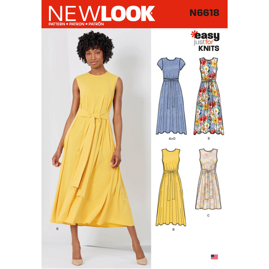 New Look N6618 sewing pattern envelope showing dress in two lengths designs