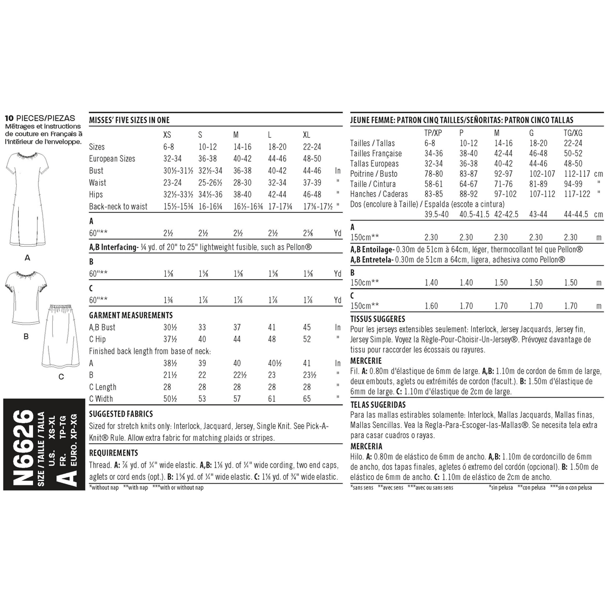 New Look N6626 sewing pattern envelope showing sportswear designs