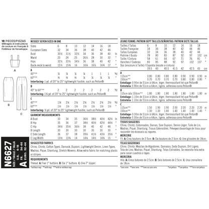 New Look N6627 sewing pattern envelope showing top, skirt and trousers designs