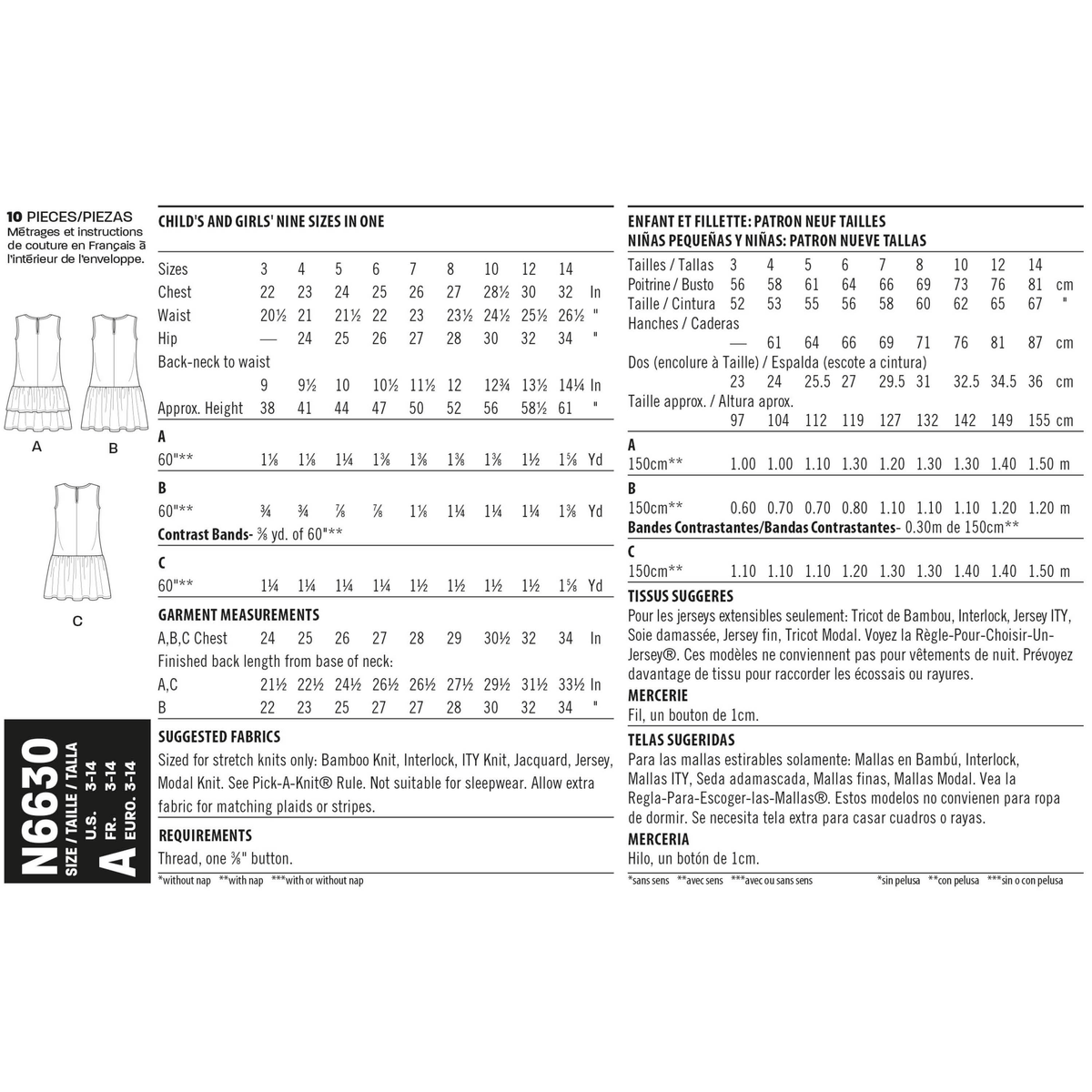 New Look N6630 sewing pattern envelope showing dresses designs