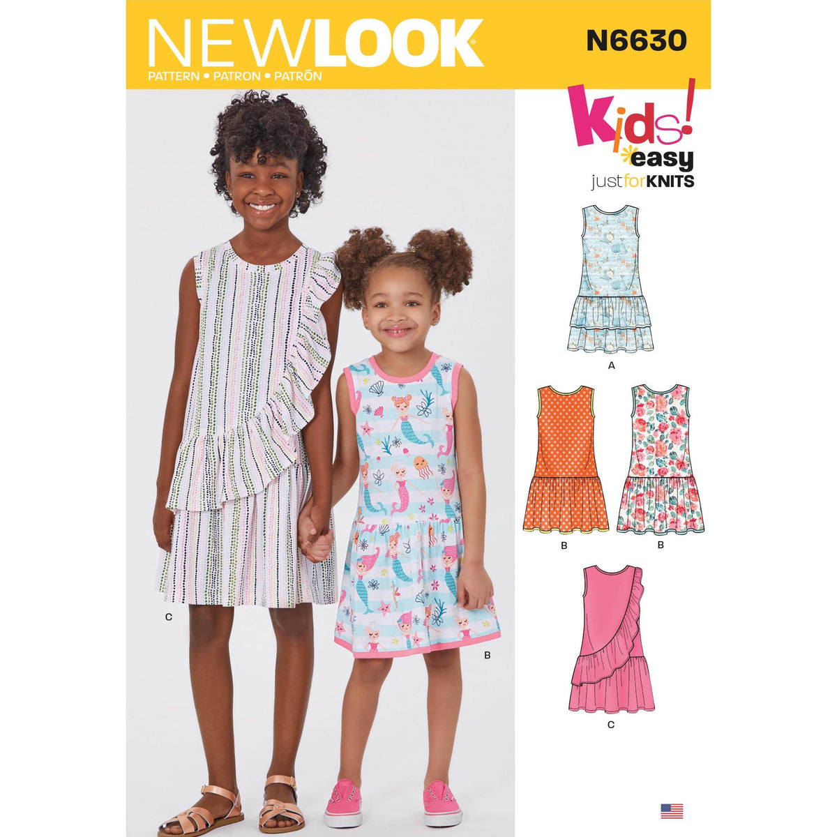 New Look N6630 sewing pattern envelope showing dresses designs