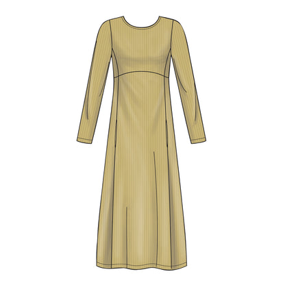 New Look N6632 sewing pattern envelope showing knit empire dress designs