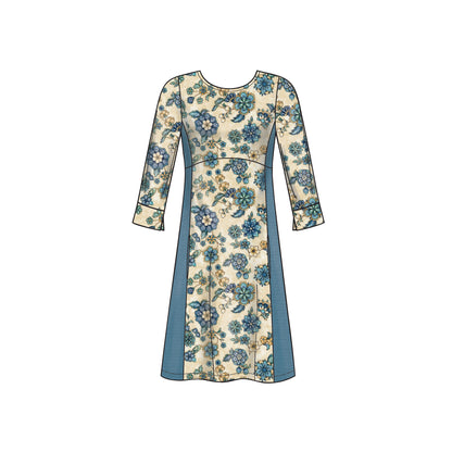 New Look N6632 sewing pattern envelope showing knit empire dress designs