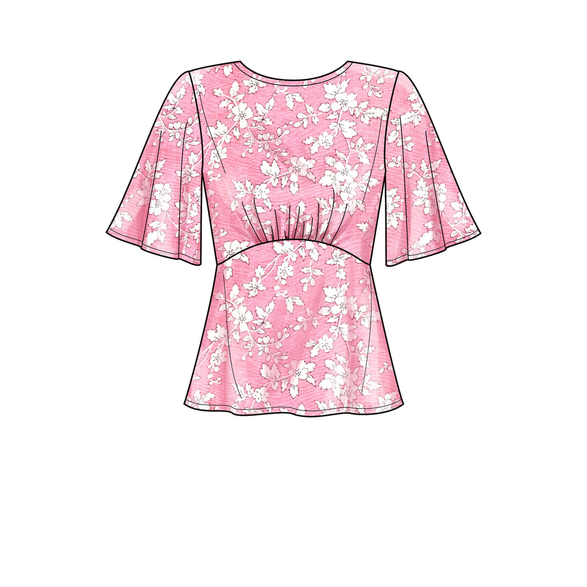 New Look N6656 sewing pattern envelope showing top with flared sleeves designs