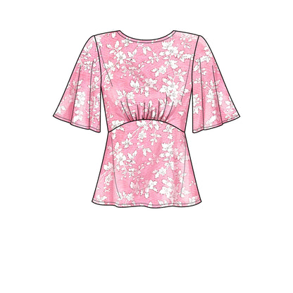 New Look N6656 sewing pattern envelope showing top with flared sleeves designs