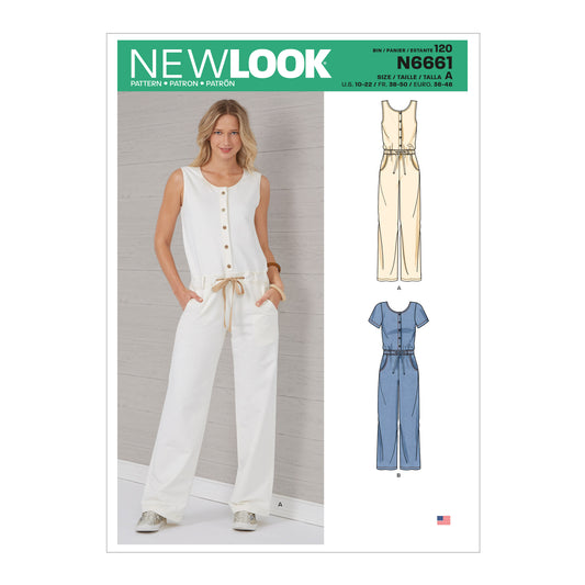New Look N6661 sewing pattern envelope showing relaxed fit jumpsuit designs