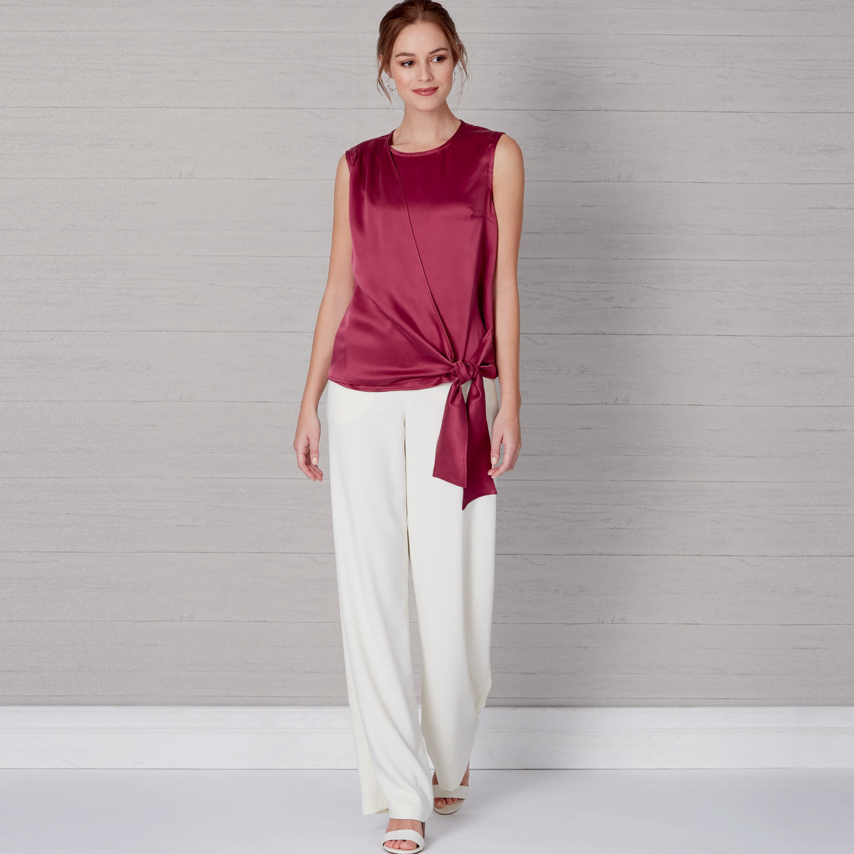 New Look N6662 sewing pattern envelope showing drape top and wide leg trousers designs