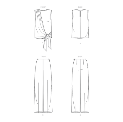 New Look N6662 sewing pattern envelope showing drape top and wide leg trousers designs