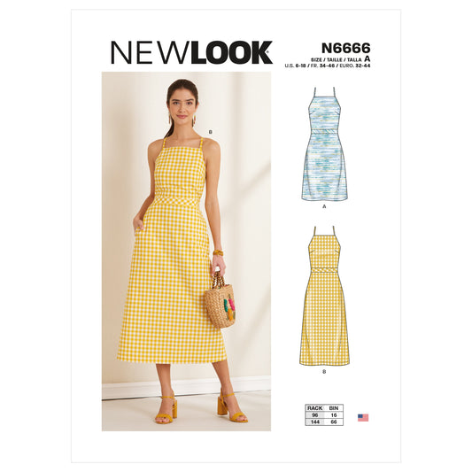 New Look N6666 sewing pattern envelope showing halter dresses with back tie designs