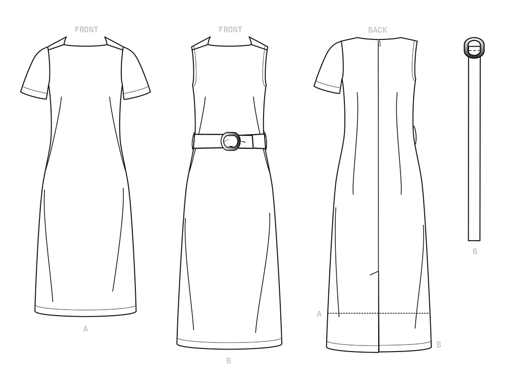 New Look N6667 sewing pattern envelope showing shift dresses designs