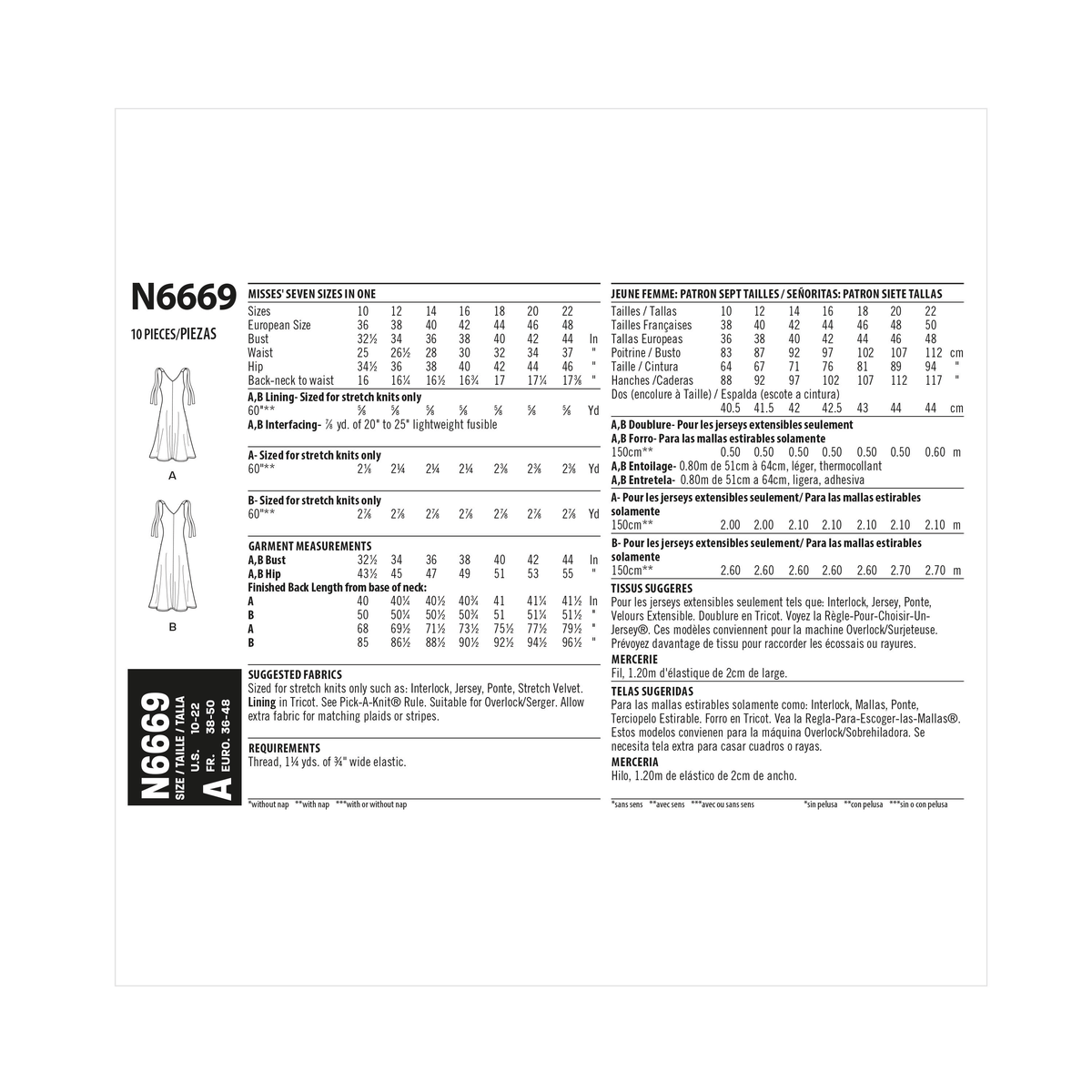 New Look N6669 sewing pattern envelope showing fit and flare dress designs