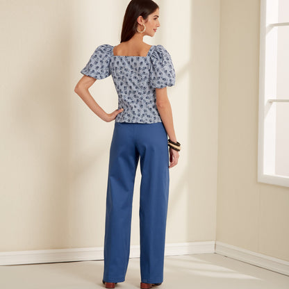 New Look N6678 sewing pattern envelope showing button-front top and trousers designs