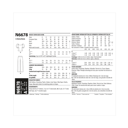 New Look N6678 sewing pattern envelope showing button-front top and trousers designs
