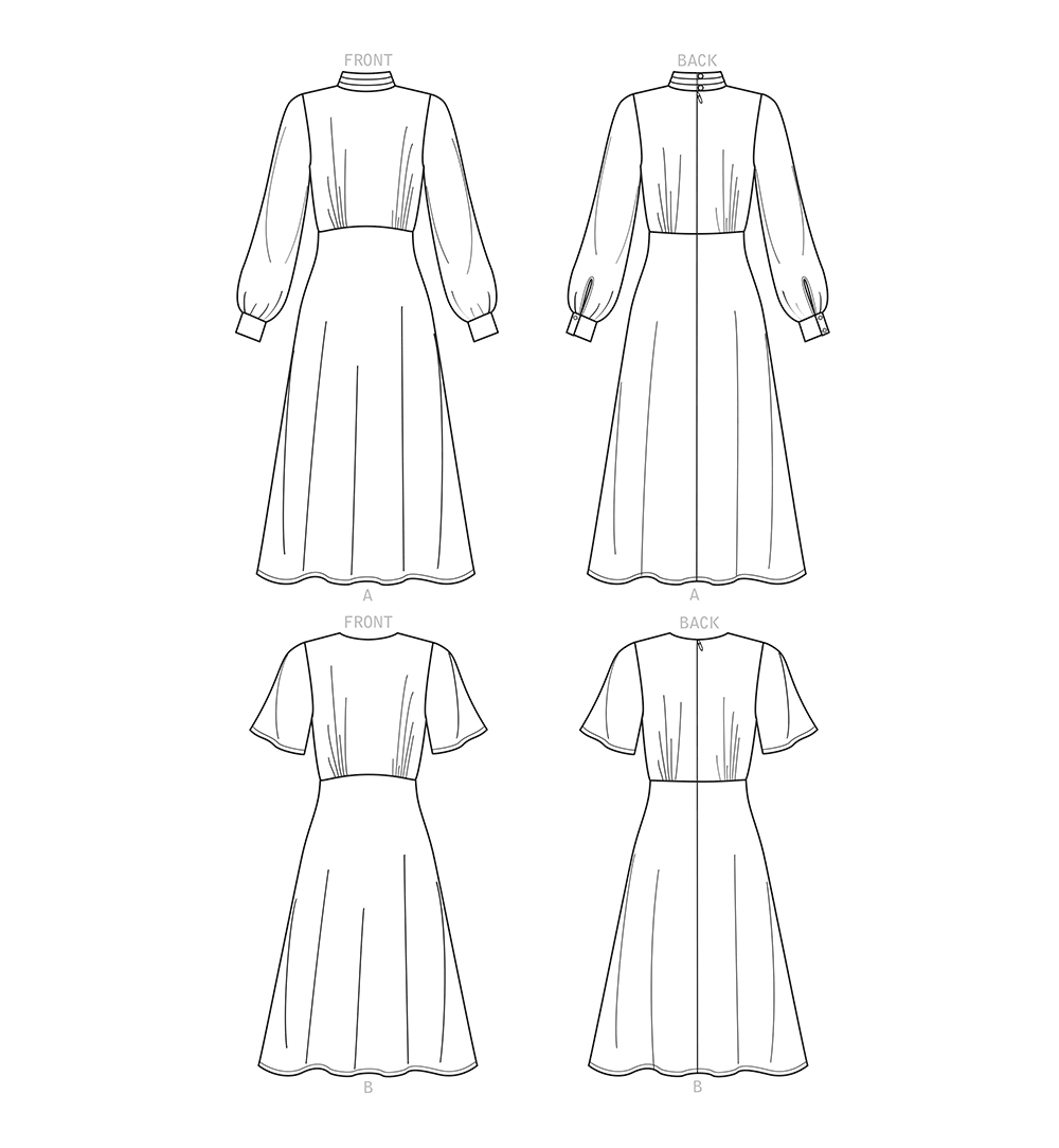 New Look N6682 sewing pattern envelope showing dresses with pleated neckband designs