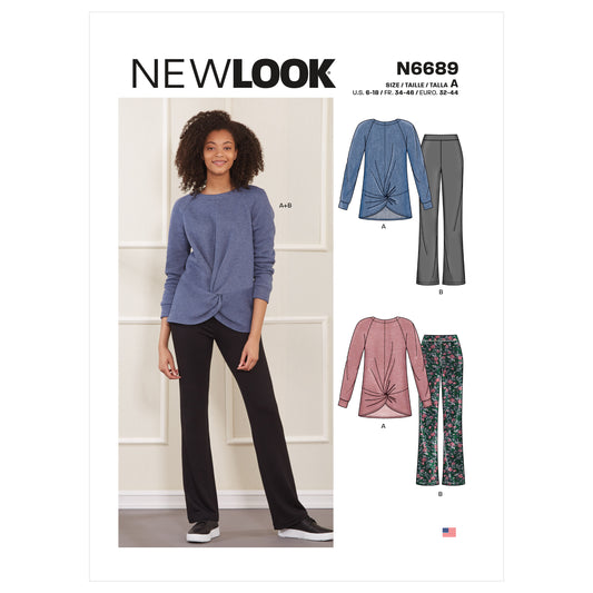 New Look N6689 sewing pattern envelope showing twist front tunic and leggings designs